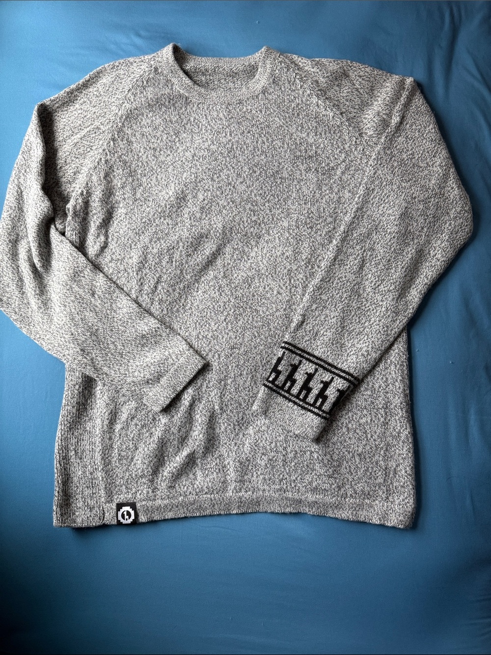 PAKA Alpaca Merino Wool Sweater unisex  L Gray Crewneck Handmade Peru Sustainabl
